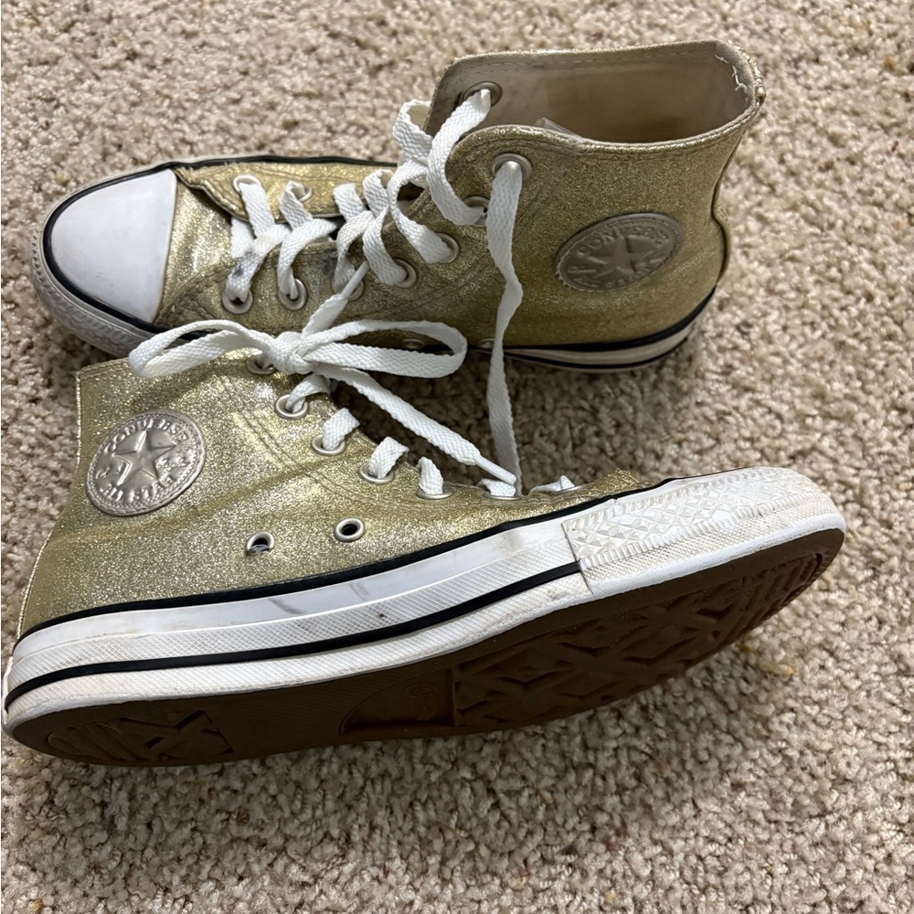Converse Gold Sneakers with White Accents Girls size 7